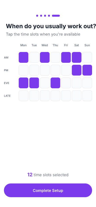 Kaizmo app - Schedule Setup